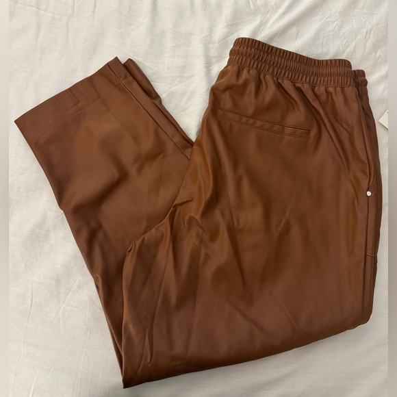 a new day Pants - NWT Tan Faux Leather Ankle Pants